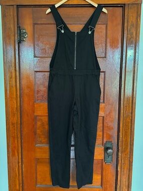 BDG Urban Outfitters Black Zip Front Straight Leg Overalls Size 0 Edgy Grunge